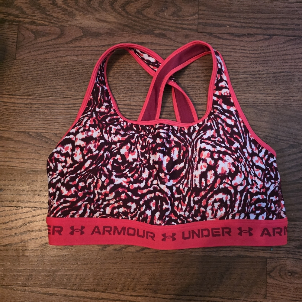 Under Armour Women's Vibrant Pink and Black Sports Bra